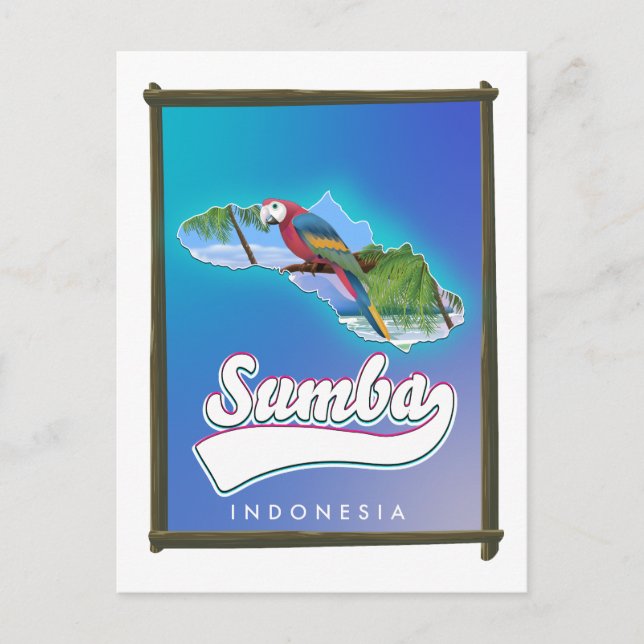 Postal Festiva mapa de viaje a la isla Sumba Indonesia (Anverso)