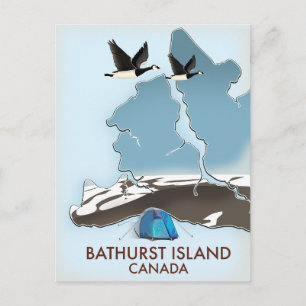 Postal Festiva Mapa de viaje de la Isla Bathurst Canadá