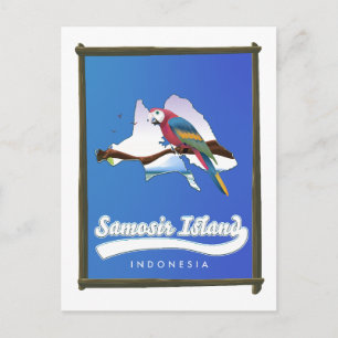 Postal Festiva Mapa de viaje de la isla Samosir Indonesia