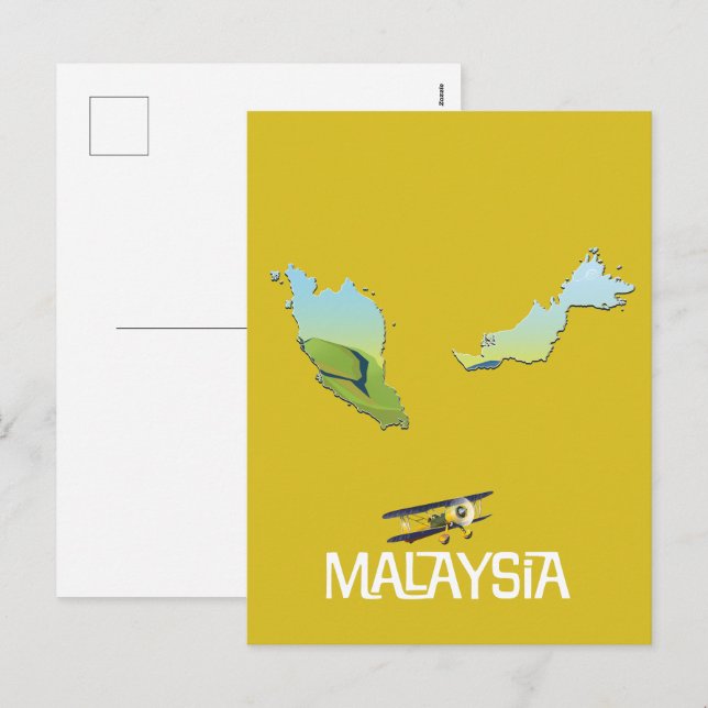 Postal Festiva Mapa de viaje de Malasia (Anverso / Reverso)