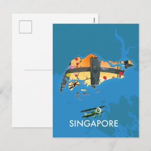 Postal Festiva mapa de viaje de Singapur