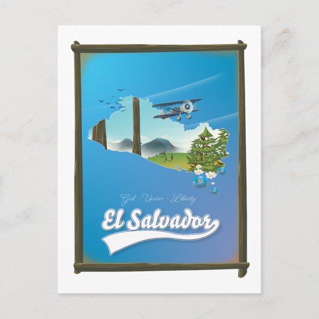 Postal Festiva Mapa de viajes de El Salvador (Anverso)