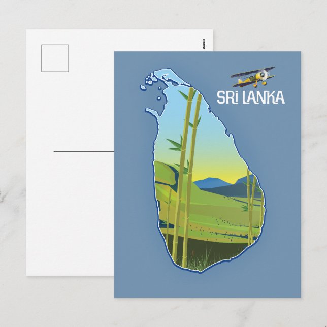 Postal Festiva Mapa de viajes de Sri Lanka (Anverso / Reverso)