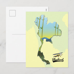 Postal Festiva Mapa de viajes de Tailandia