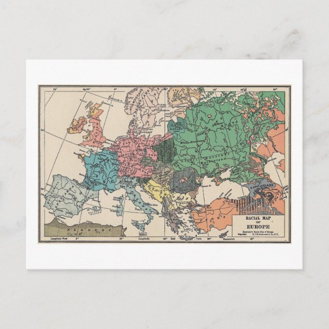 Postal Festiva Mapa de Viajes Europeo Vintage (Anverso)
