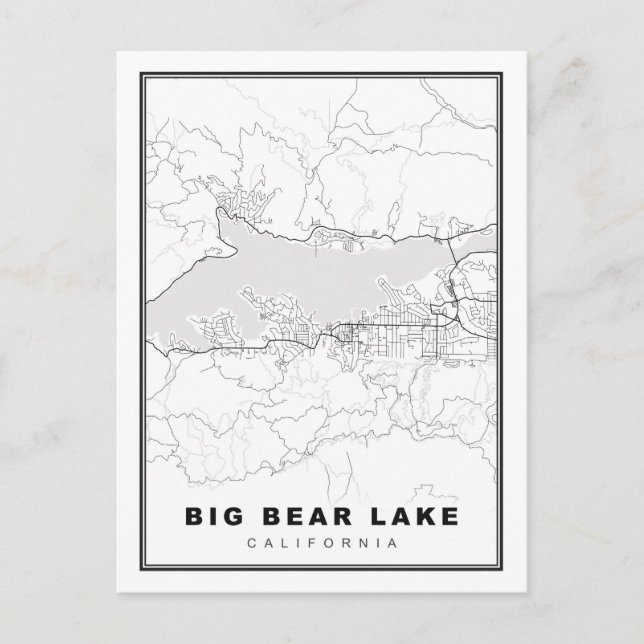 Postal Festiva Mapa del lago Big Bear (Anverso)