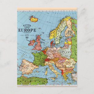 Postal Festiva Mapa general del siglo XX de la Vieja Europa