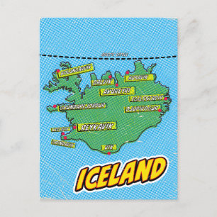 Postal Festiva Mapa ilustrado de arte pop en Nueva York