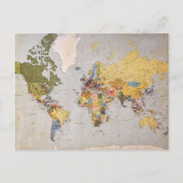 Postal Festiva mapa mundial (Anverso)