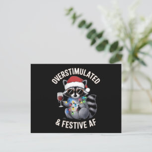Postal Festiva Mapache Amante del Espresso Sobrestimulado y Festi
