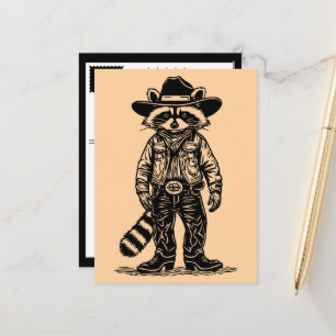 Postal Festiva mapache vaquero