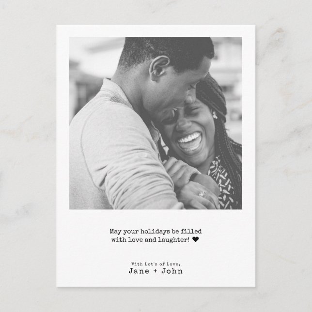 Postal Festiva Máquina de escribir mínima Fotos navideñas merry (Anverso)