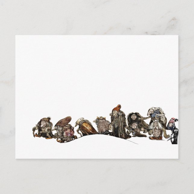 Postal Festiva Marchando a través de la nieve de los Navidades (Anverso)