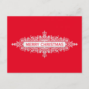 Postal Festiva Marco de adornos vintage - Floral 5a Blanco Blanco