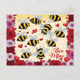 Postal Festiva Marco de amor floral de Bee Mine