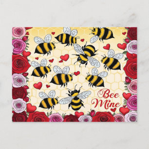 Postal Festiva Marco de amor floral de Bee Mine