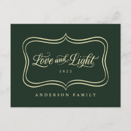 Postal Festiva Marco de oro clásico de amor y luz
