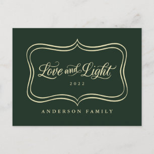 Postal Festiva Marco de oro clásico de amor y luz