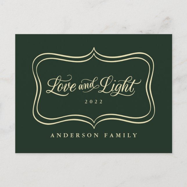 Postal Festiva Marco de oro clásico de amor y luz (Anverso)