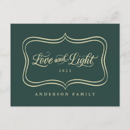 Postal Festiva Marco de oro clásico de amor y luz