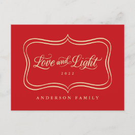 Postal Festiva Marco de oro clásico de amor y luz