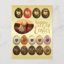 Postal Festiva Marco de Pascua Dorado de Huevos de Chocolate Añad