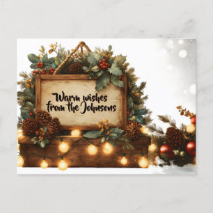 Postal Festiva Marco de Rótulo de Navidades rusos con texto Perso