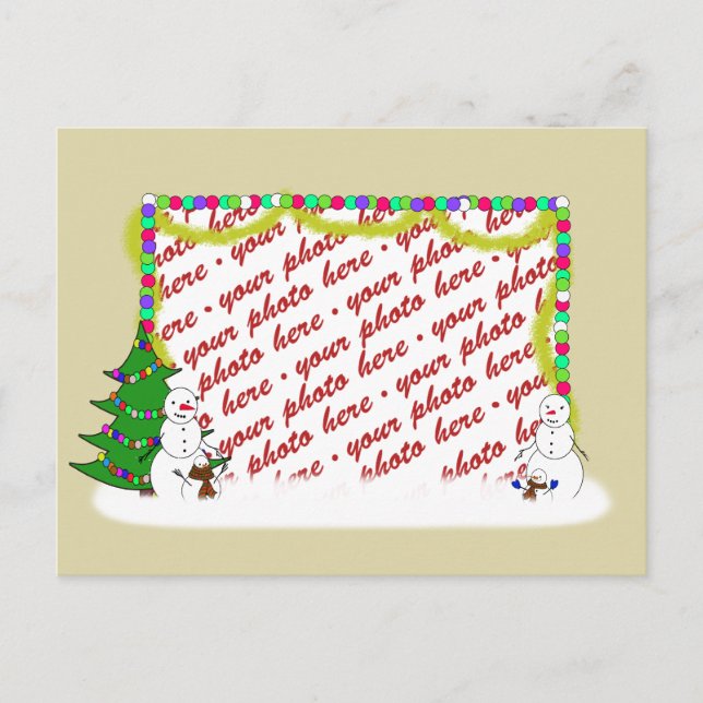 Postal Festiva Marco fotográfico de la familia Snowman (Anverso)
