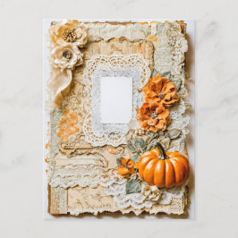 Postal Festiva Marco vintage vacío con calabazas