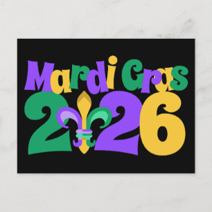 Postal Festiva Mardi Gras 2026 flor de lis