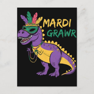 Postal Festiva Mardi gras, mujeres mardi gras, camisa de cangrejo