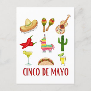 Postal Festiva Margarita y Lazo Coqueta Cinco De Mayo