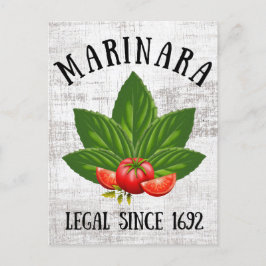 Postal Festiva Marinara Legal desde 1692 Basil deja tomates