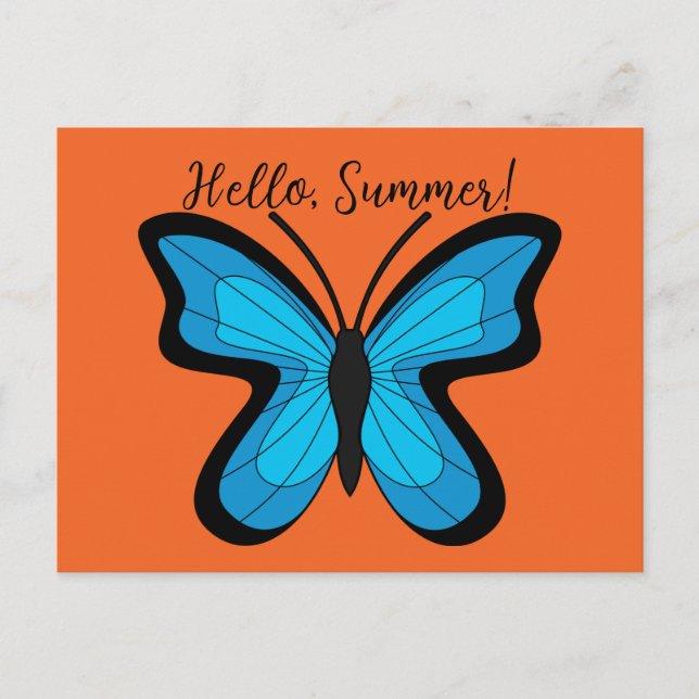 Postal Festiva Mariposa Azul | Agregar Texto (Anverso)