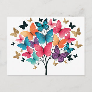 Postal Festiva Mariposa caprichosa del árbol de la vida
