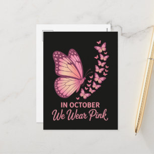 Postal Festiva Mariposa de pecho rosa de octubre