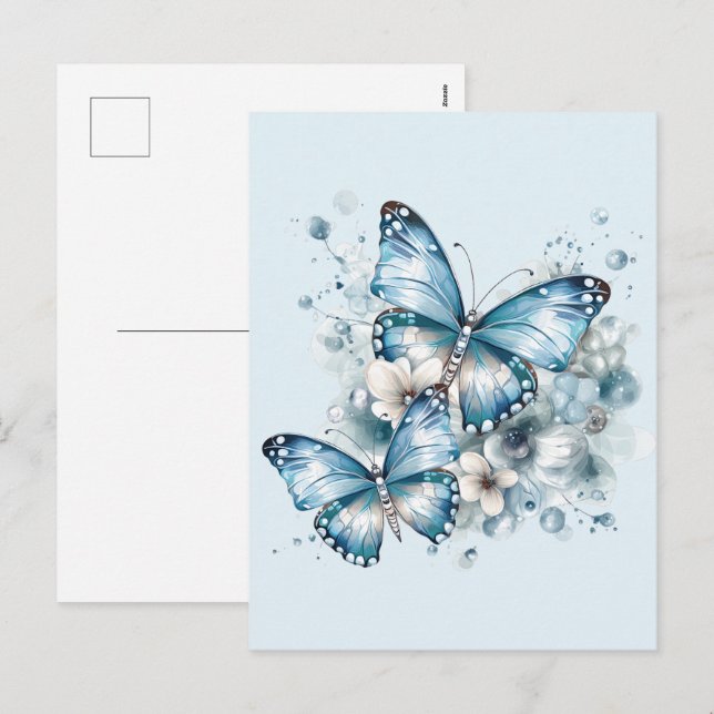 Postal Festiva Mariposas azules (Anverso / Reverso)