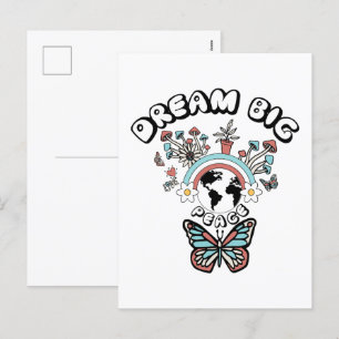 Postal Festiva Mariposas y hongos Sueño Gran inspo positivo