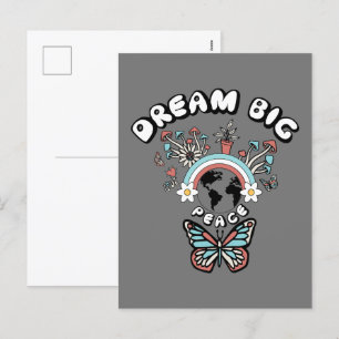 Postal Festiva Mariposas y hongos Sueño Gran inspo positivo