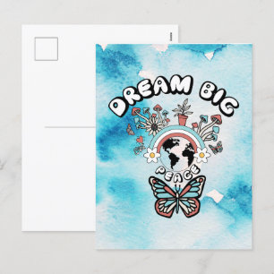Postal Festiva Mariposas y hongos Sueño Gran inspo positivo