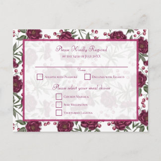 Postal Festiva Maroon Rose Wedding RSVP