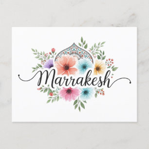 Postal Festiva Marrakesh Marruecos Travel Floral Pastel