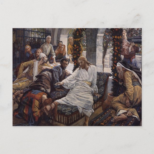 Postal Festiva Mary Lavando los pies de Jesús (Anverso)