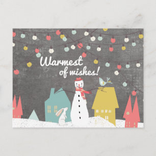 Postal Festiva Más cálidos deseos Navidades de estilo vintage Sno