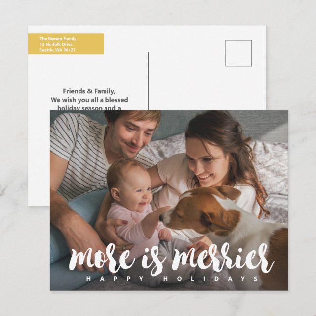 Postal Festiva Más es Más Alegre Foto de Vacaciones (Anverso / Reverso)