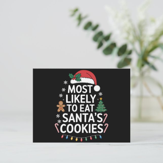 Postal Festiva Más Probable De Comer Las Galletas De Santa Navida (Anverso de pie)