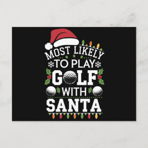 Postal Festiva Más Probable Que Juegue Golf Con Santa Familia Xma