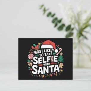 Postal Festiva Más Probable Que Tome Selfie Con Santa Familia Nav
