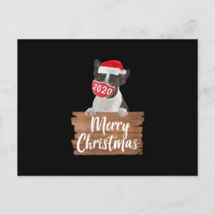 Postal Festiva Máscara Boston Terrier 2020 de mujeres Navidades p