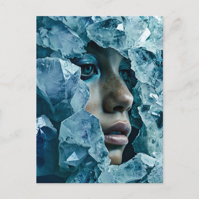 Postal Festiva Máscara de cristal adornada con fluorita mineral C (Anverso)